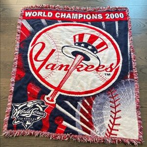 New York Yankees World Champions 2000 Red & Navy Throw Blanket